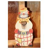 Wooden Clown Bottle Opener marked Handy Walden