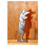 Vintage Metal Pig Bottle Opener with Cork Screw