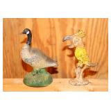1 Cast Iron Parrot Bottle Opener and 1 Goose