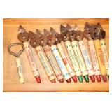 12 Bottle Openers including Little Brown Jug,