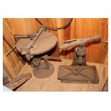 Lot including Antique Press, Miter Wheel,
