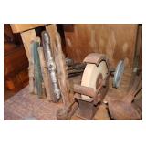 Lot of Hand Augers, Grinding Wheel and a Sun