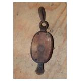 Wooden Block & Tackle marked No 6 Com