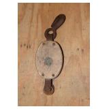 Wooden Roller Bushed Block & Tackle marked Dept