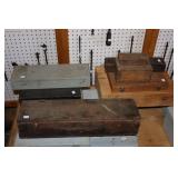 8 Wooden Boxes including 2 Armstrong Bros Stocks