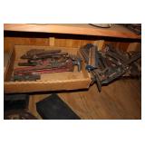 Shelf Lot including Adjustable Pipe Wrenches,
