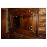 Oak Hat/Coat Rack with Beveled Mirror 42" X 30"