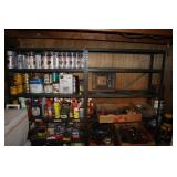 2 Metal Shelves and Contents including Drill