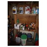 Shelving Contents including Oil, Cleaners, Gas