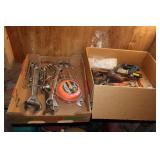 Box Lot including Wrenches, Pipe Wrench, Pliers,