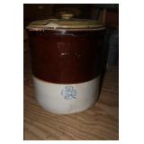 Brown and Tan Stoneware 5 Gal Crock with Lid (Lid
