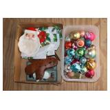 Christmas Lot including Ornaments, Santa Dish,