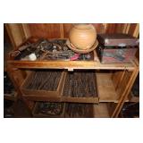 Lot including Carriage Lamp, Drill Bits, Planter,