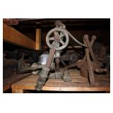 Lot including Bar Clamps, Hand Crank Drill, Chain