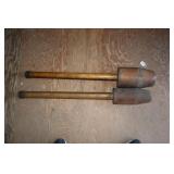 2 Antique Wooden Tamping Tools One Marked Bell