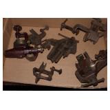 Box Lot of Miniature Vises Including Pyramid and