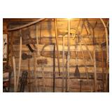 Wall of Antique Yard Tools and Implements