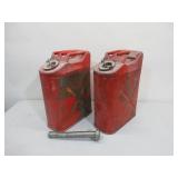 Two Vintage 5 Gallon Military Metal Gas Cans