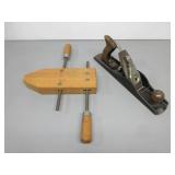 Vintage Wood Clamp and Plane