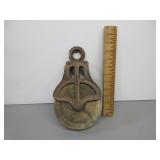 Barn Pulley w/Wooden Wheel