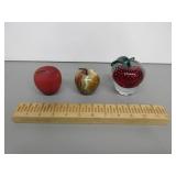 Three Apple Paperweights
