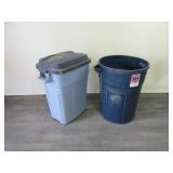 Two Rubbermaid Garbage Cans