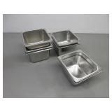 Six Stainless Steel Pans, 1/6 x 4'