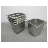 Five Stainless Steel Pans, 1/6 x 6'
