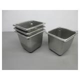 Four Stainless Steel Pans, 1/6 x 6'