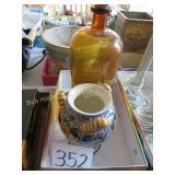 Vase & Amber Bottle w/Cork Top