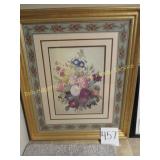 'Bouquet of Roses' in Gold Tone Frame
