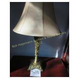 Pair Nouveau-Style Brass Bedside Lamps