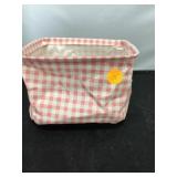 Pink/white checkered collapsible basket