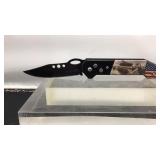 Military tank and American flag knife