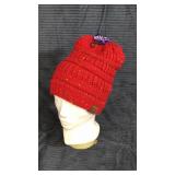 Fleece lined pony tail hat