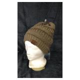 Tan fleece lined ponytail hat