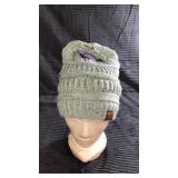 Aqua fleece lined ponytail hat