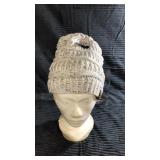 White fleece lined ponytail hat
