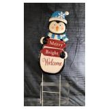 Merry bright welcome metal yard stake