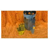 Charcoal starter and pair of gloves