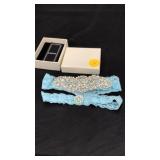 Ladies fancy Pearl in cubic zirconia garter belts