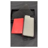 Red phone case with credit card slot on back