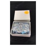 Ladies light blue and glitter garter belts