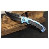 Blue Metallic Thumb Assist Knife