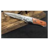 Wood Handle Spring Assist Knife