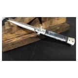 Black Marble Style Stiletto Spring Assist Knife