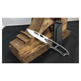 Black/Silver Thin Neck Knife w/ hanging sheath