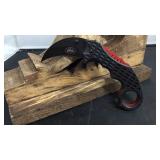 Red/black Krambit Style Knife