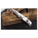 White Handle Harley Davidson Spring Assist Knife