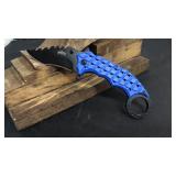 Blue Finger Hole Spring Assist Knife